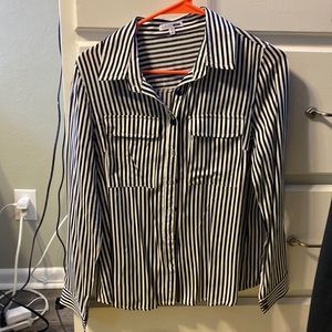 Navy/white stripe button down